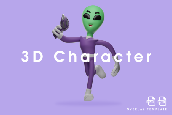 Download 3D Alien Design Running with a Gun - Alien design Collection