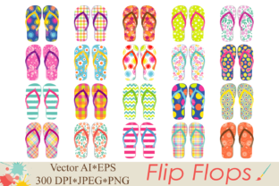 Download Flip Flops Clipart / Beach Shoes Graphics / Summer Vector Illustration - Shoes graphic Collection