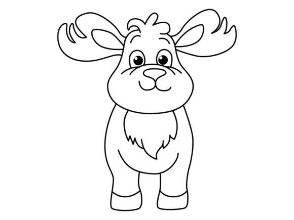 Download Funny Deer Cartoon for Coloring Book. - Cartoon Collection