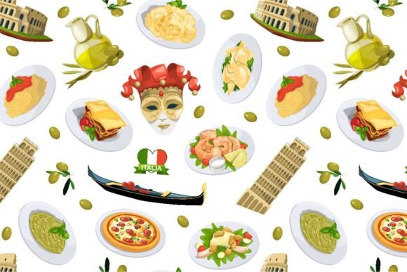 Download Vector Cartoon Italian Cuisine Elements - Cartoon Collection