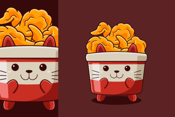 Download Cute Fried Chicken Cat Vector Cartoon - Cartoon Collection